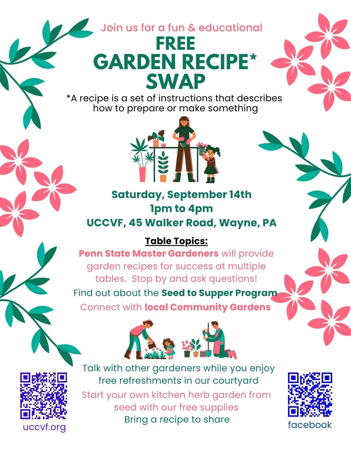 Garden Recipe Swap on Saturday, September 14th, 1pm to 4pm